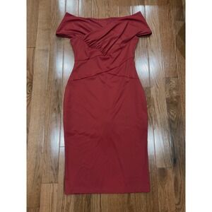 Popilush Built-In Shapewear Off The Shoulder Ruched Midi Bodycon Dress XL NEW